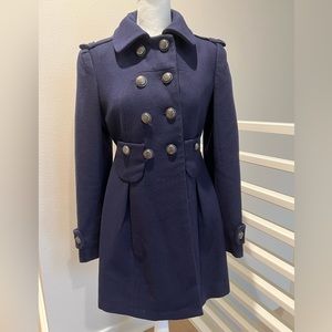 Moda International XS Wool Military Coat, Navy